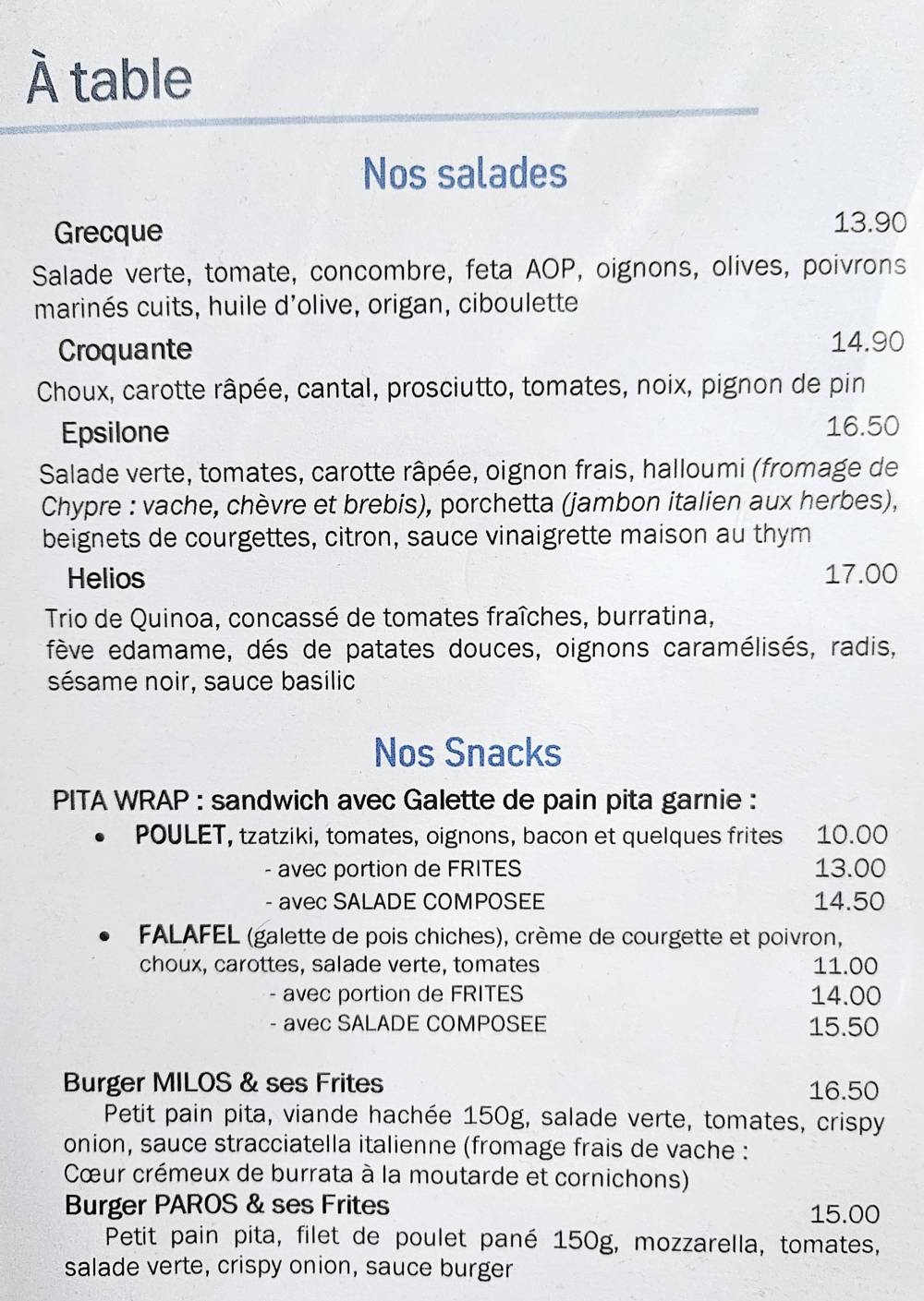 salades et snacks
