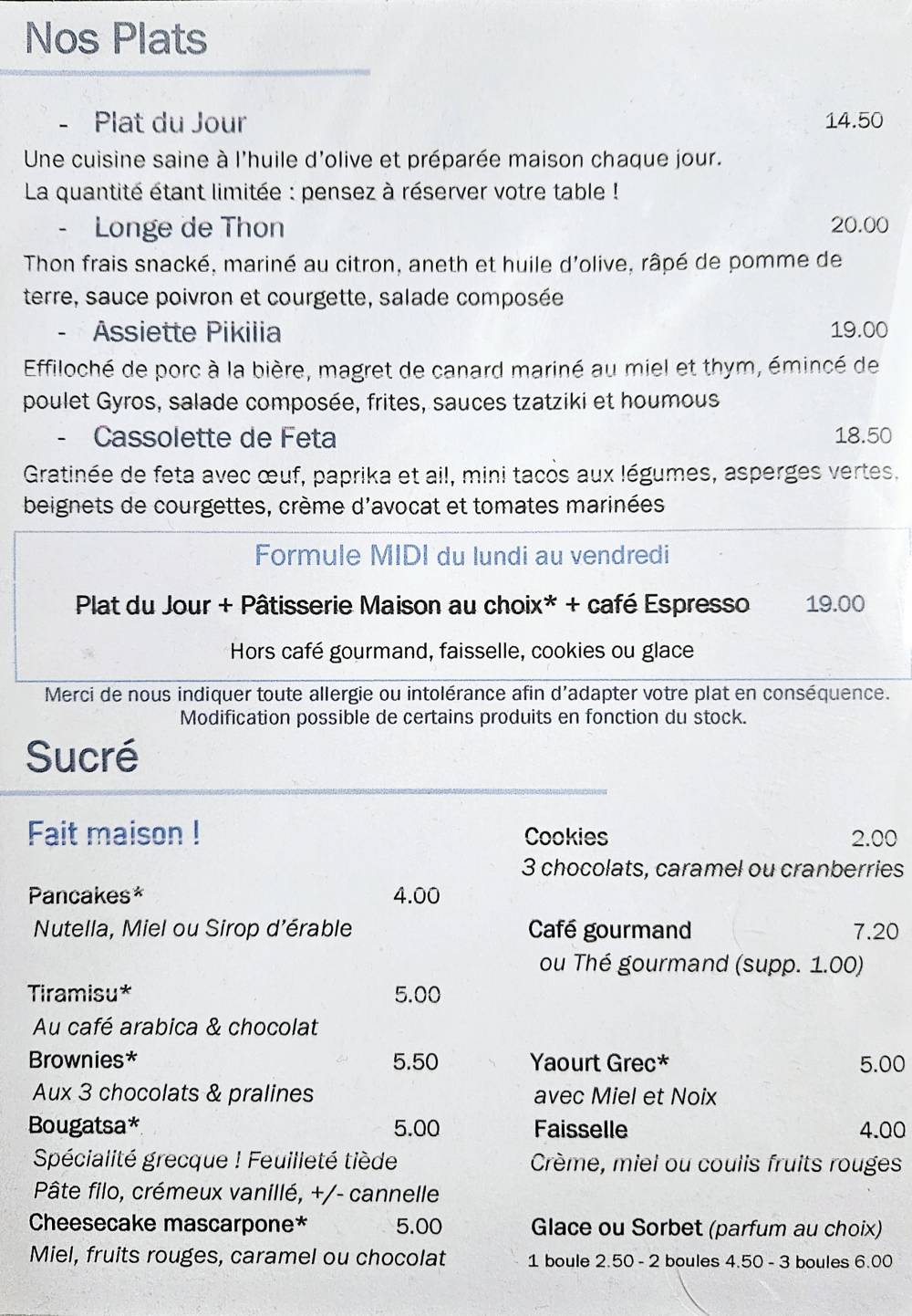 plats et desserts